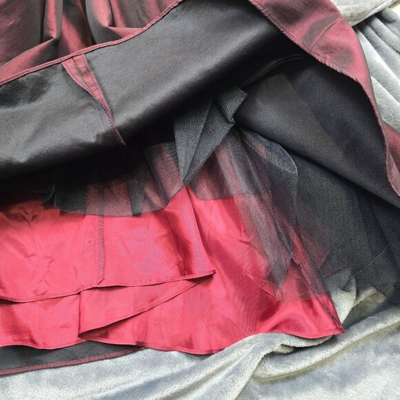 ABS Evening Allen Schwartz Dress Womens 2 Burgundy A-Line Tulle Formal Gown - Picture 9 of 12